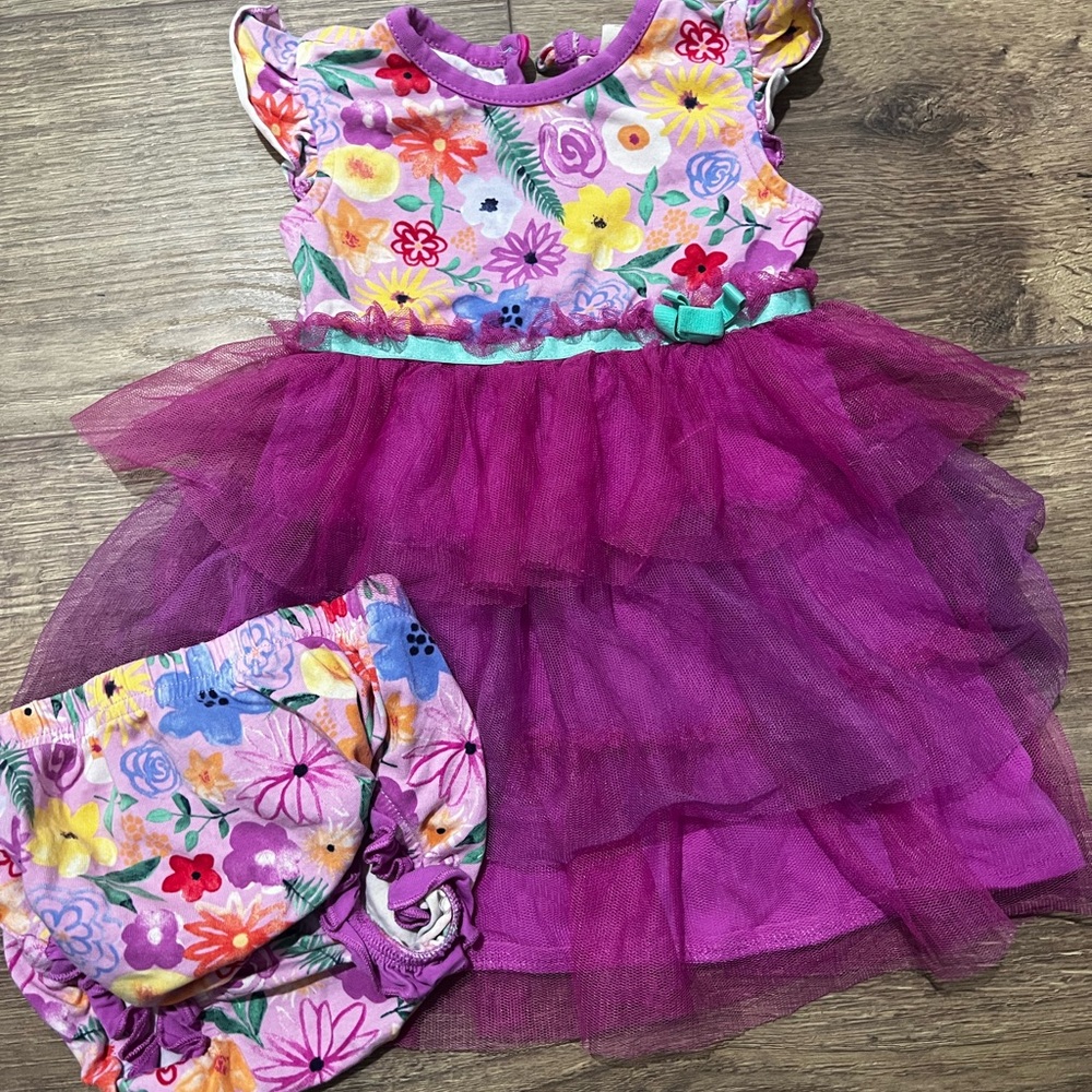 Matilda Jane Floral Dress with Purple Trim